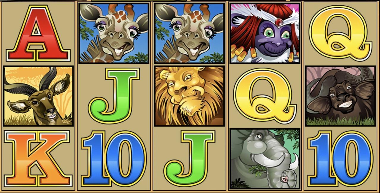 Mega Moolah slot game reels and 25 paylines